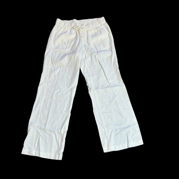 Caslon White Linen Blend Coastal Wide Leg Drawstring Pants Size XS - Picture 1 of 7